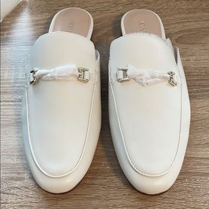 Never worn!! White mules